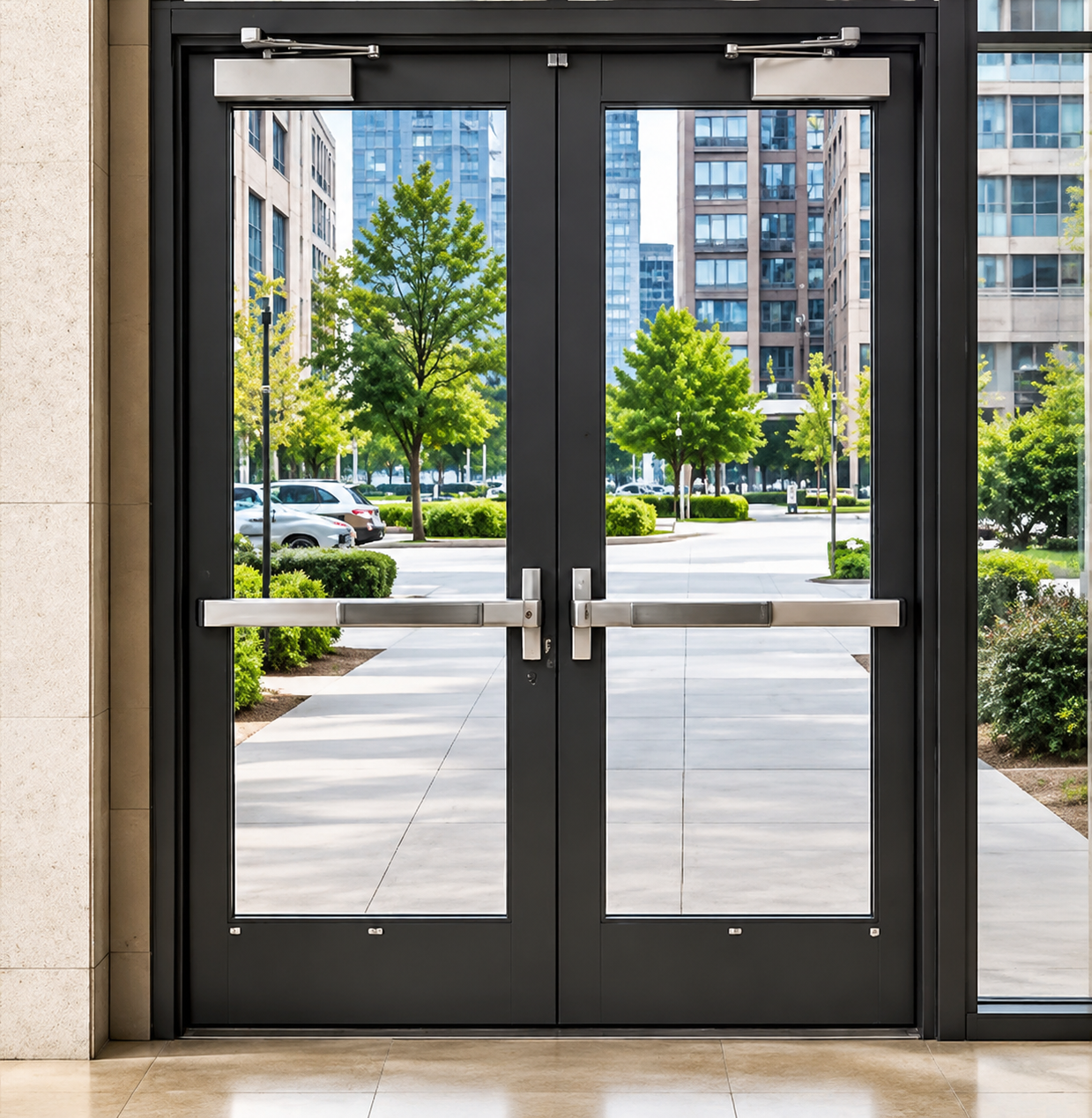 Push-Bar Glass Door