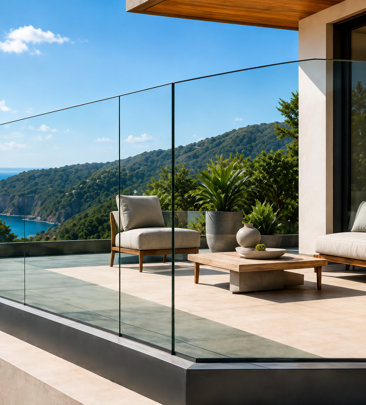 Glass Railing Systems overlooking the ocean