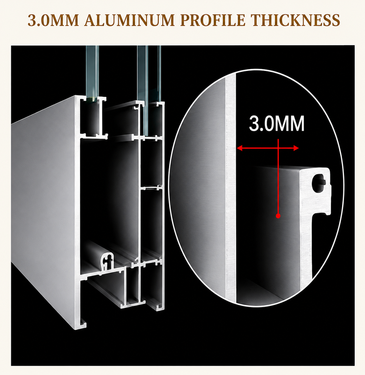 3.0mm aluminum profile thickness detail