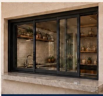 Horizontal slider pass-through window